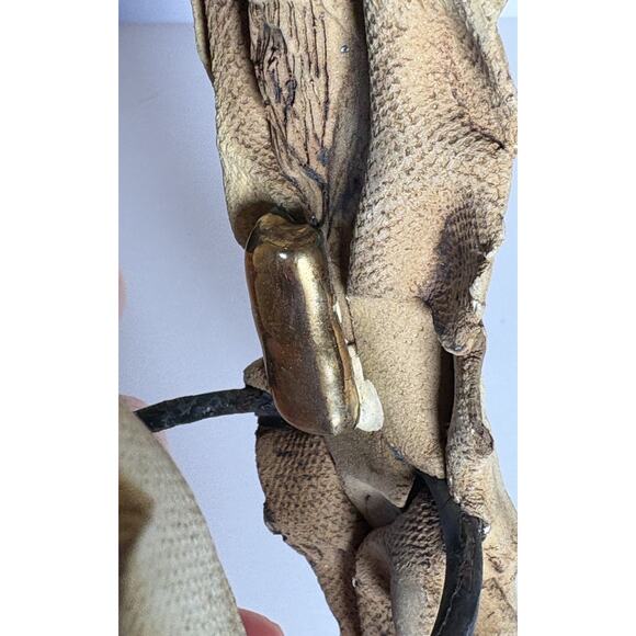 Handmade 3 Wiseman Clay Ceramic Sculpting Texturized Gold Accents Ring Stand - Picture 6 of 16